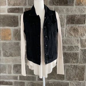 Black Sleeveless Jean Jacket